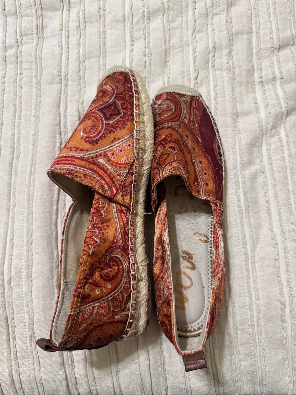 Sam Edelman Khloe Slip On Orange Paisley Espadrille